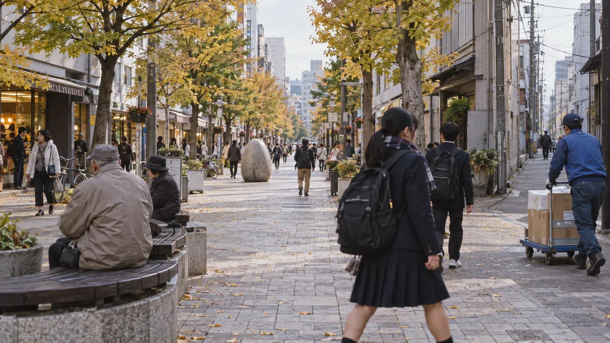 石畳の広い歩行者専用道路
