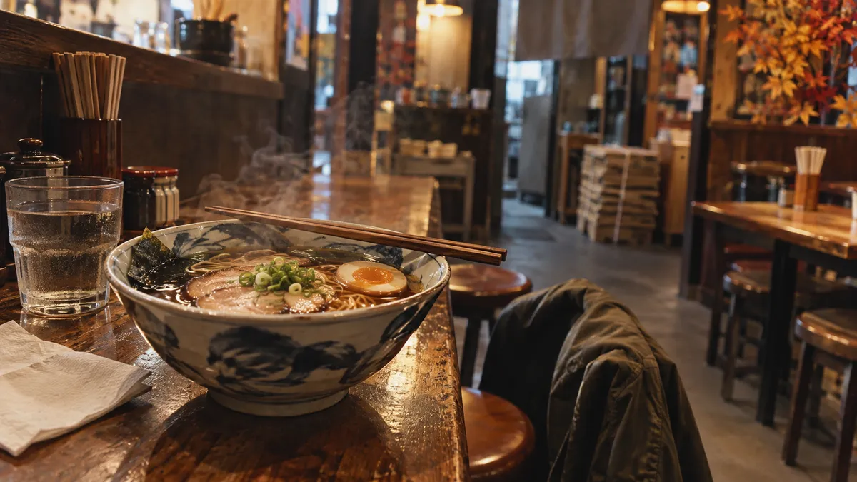 卓に置かれた丼から湯気が上がる