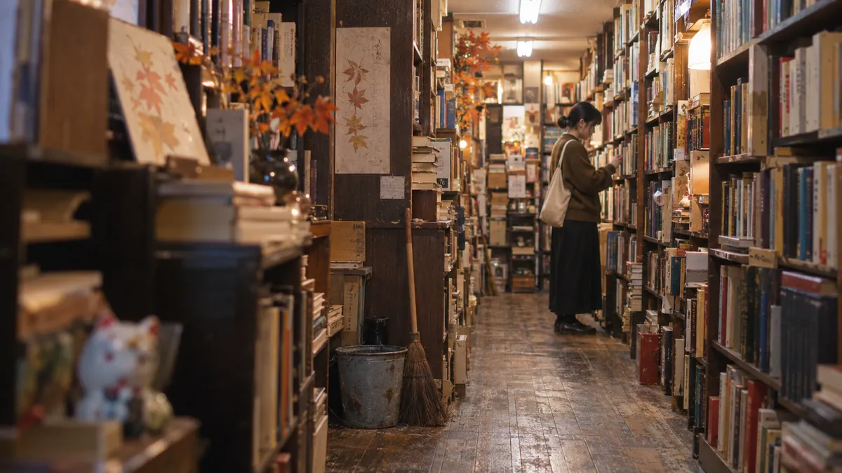 古書店の細い通路