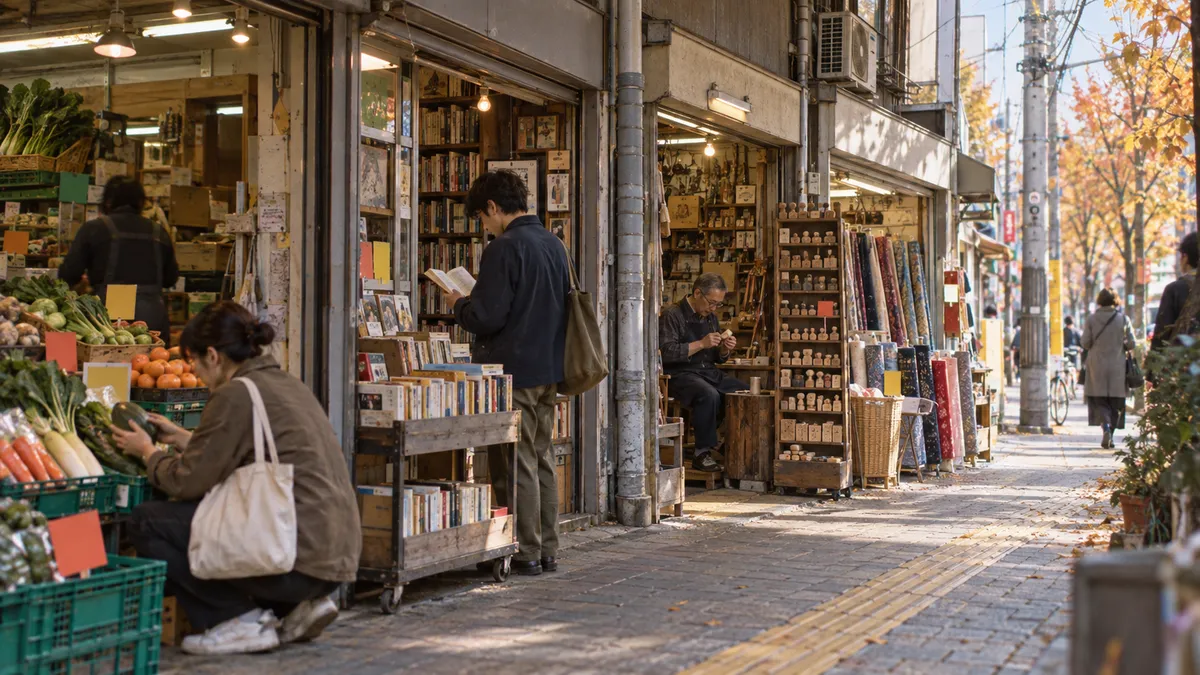 通りの途中で店の性格が変わる