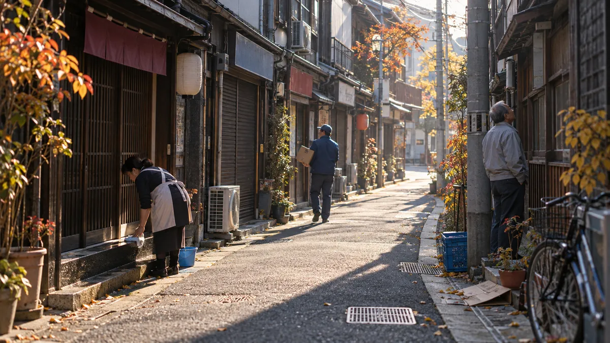 朝の路地