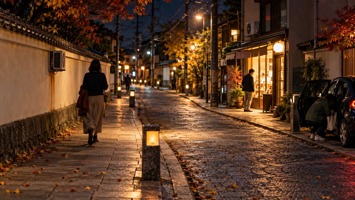 夜の寺町の静かな通り