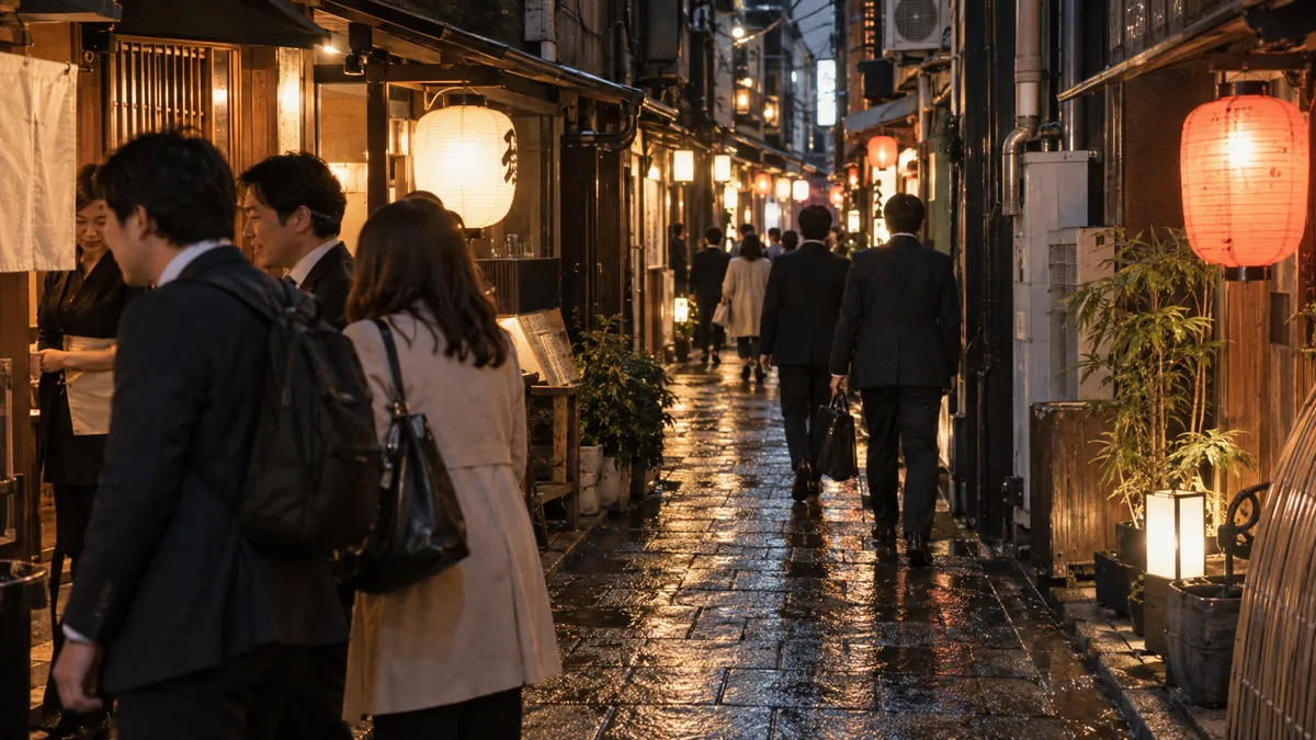 提灯の灯る細い路地